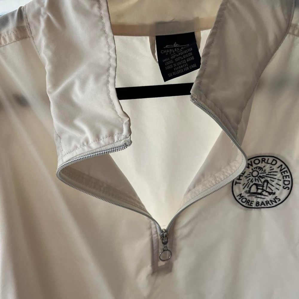 Charles River Apparel Cream Farmcore Preppy Quarter-Zip Windbreaker Mens XXL - Picture 3 of 6